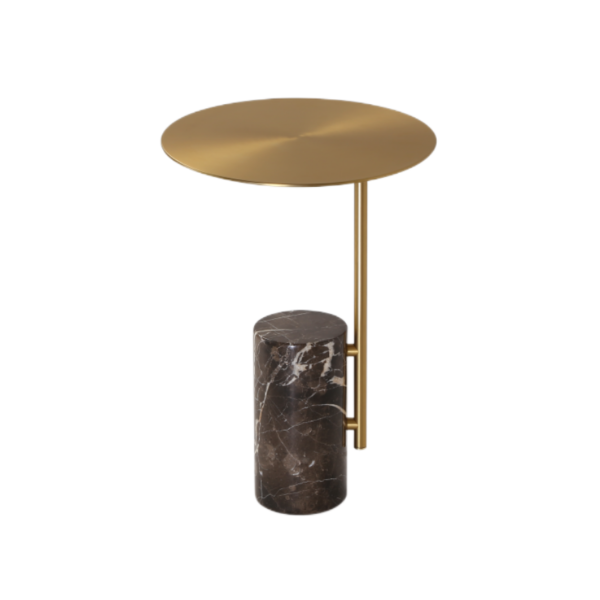 Marble Carbon Steel Cylindrical Side Table