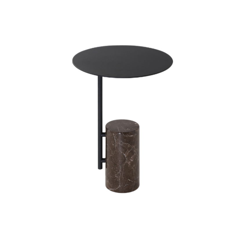 Marble Carbon Steel Cylindrical Side Table
