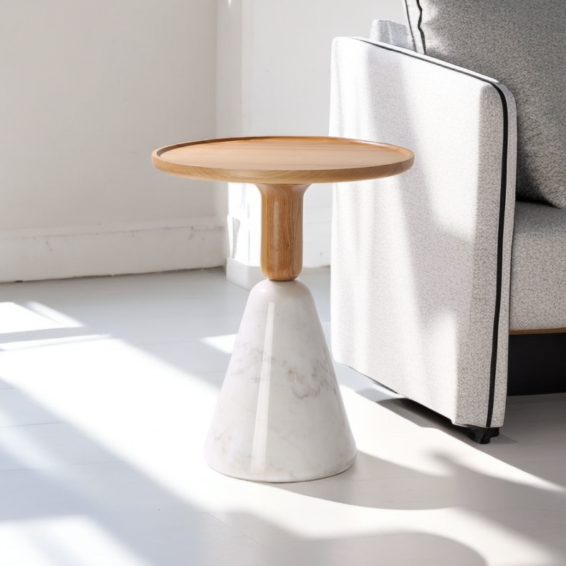 Round coffee table in cream style