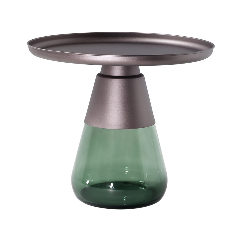 Metal round glass coffee table