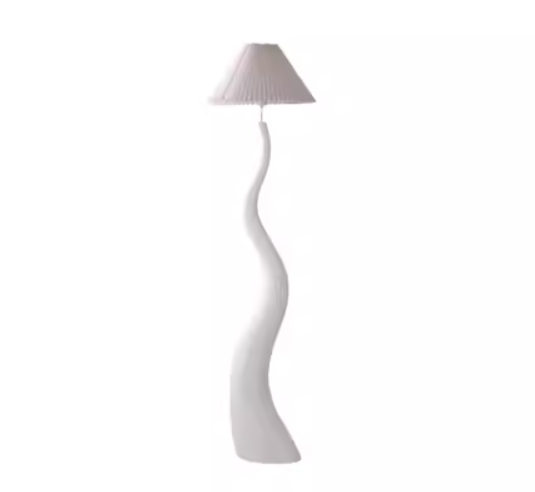 Simple White Resin Fabric Floor Lamp S-shaped