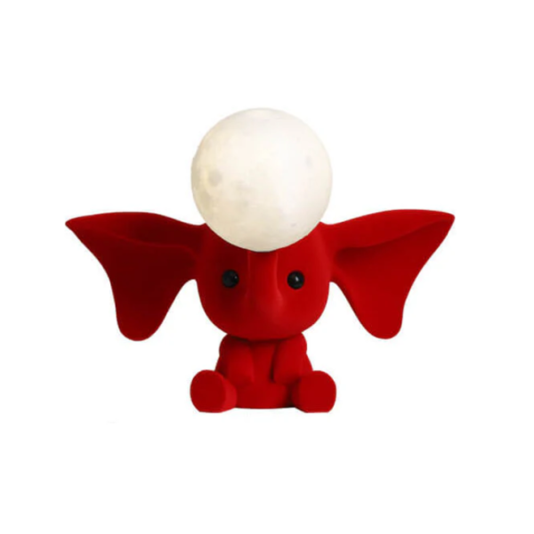 Creative Elephant Moon Resin Red plush Table Lamp