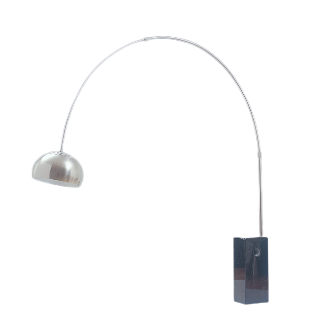 Stainless Steel Cube-Shaped Black Marble Base Floor Lamp