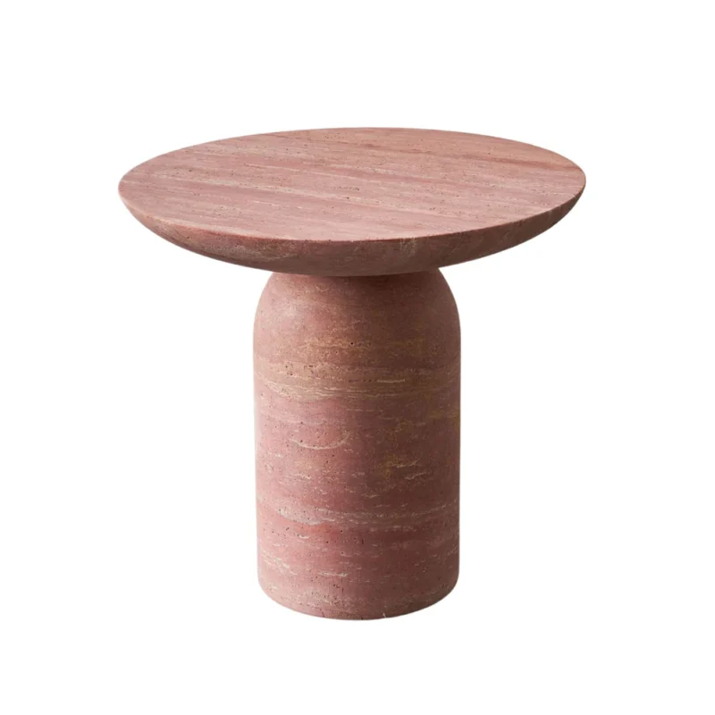 Modern Sesign Red Travertine Side Table
