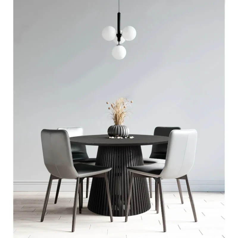Round Slatted Flared Base Magnesium Oxide Coffee Table