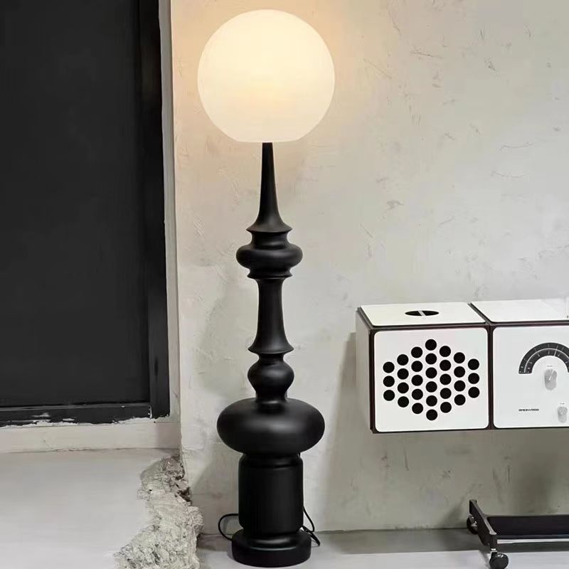 Vintage Roman Round Resin Acrylic Floor Lamp Tall
