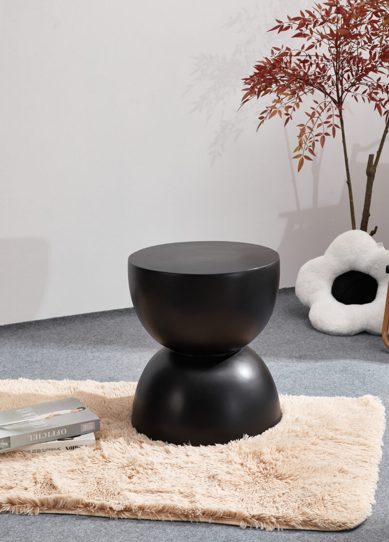 Round Hourglass Silhouette Magnesium Oxide Side Table