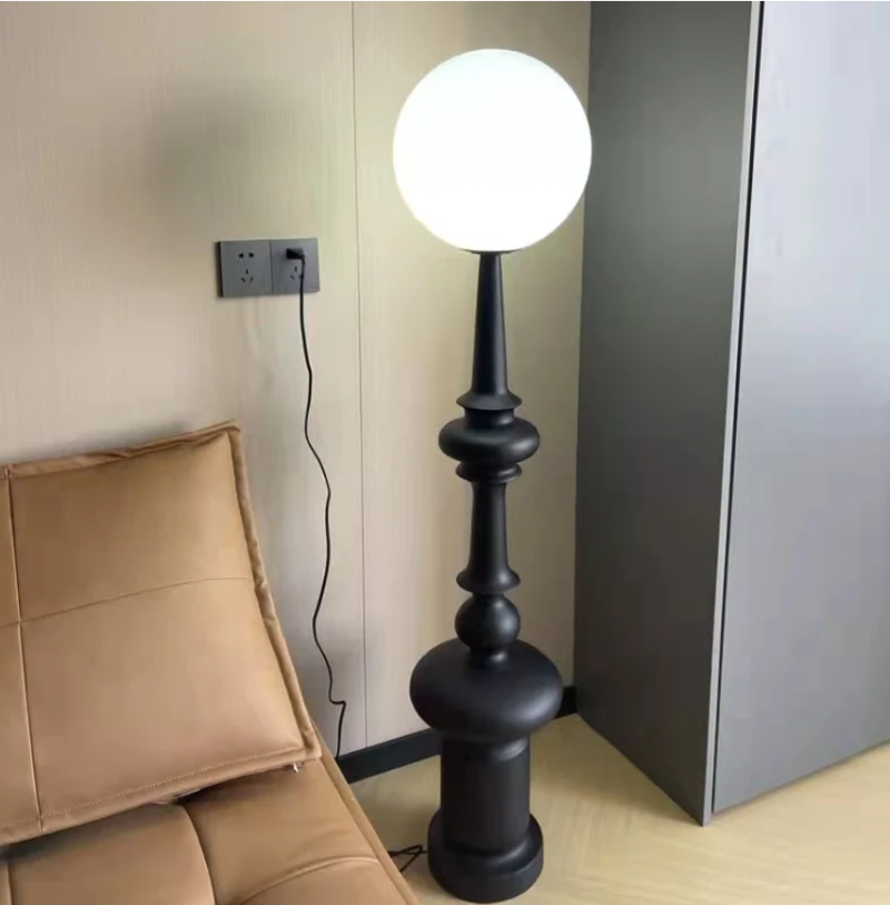 Vintage Roman Round Resin Acrylic Floor Lamp Tall