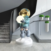 Modern Astronaut Statue Fiberglass Astronaut Ornament Floor Lamp
