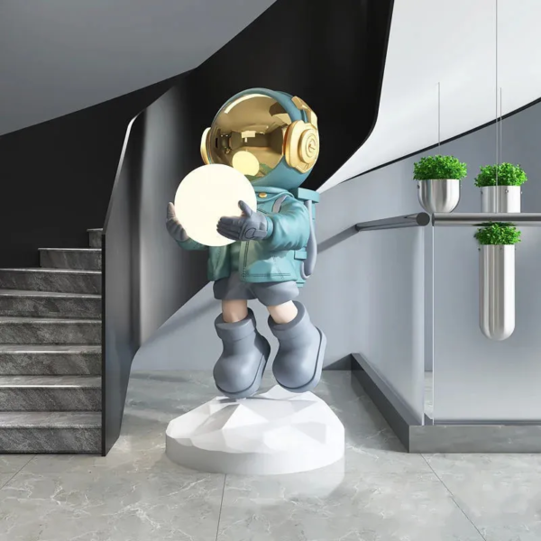 Modern Astronaut Statue Fiberglass Astronaut Ornament Floor Lamp