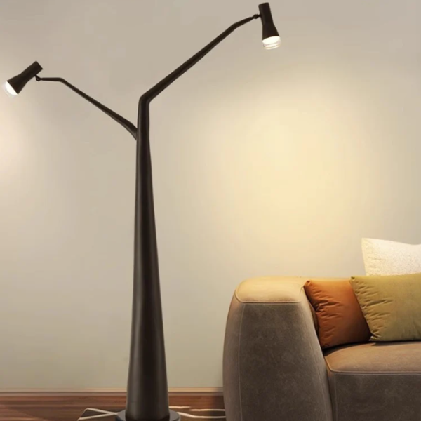 Modern Creative Black Fiberglass 2-Headlamp Floor Lamp