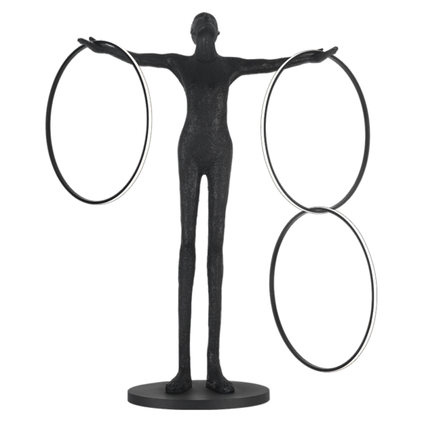 Modern Creative Fiberglass Black Reach Out 3-circle Floor Lamp