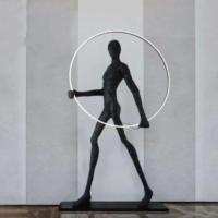Creative Art Decoration LED Light Fiberglass Handheld Circle Floor Lamp