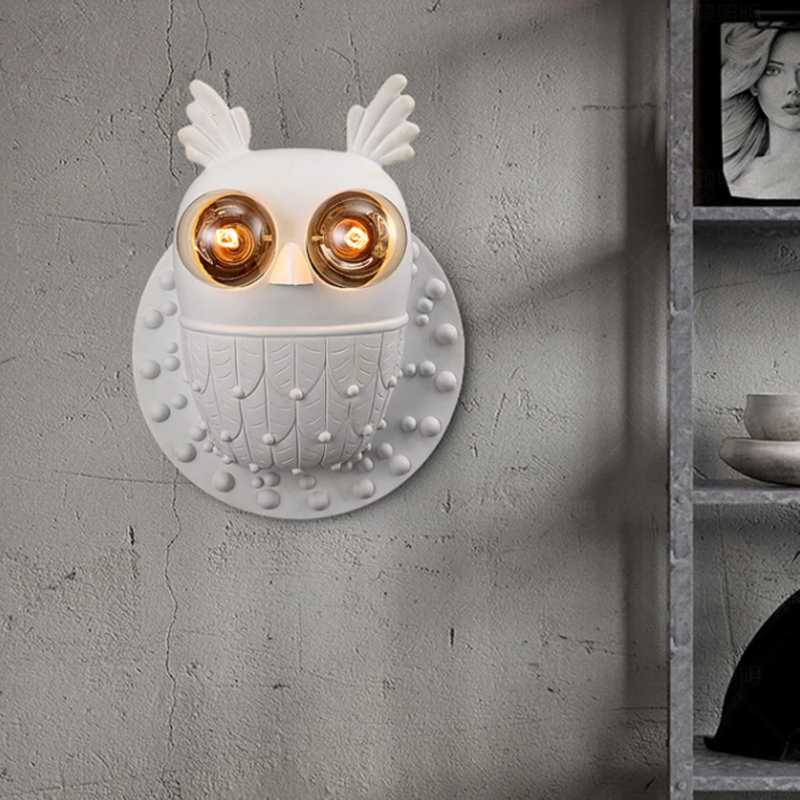 Creative LED Wall Sconce Resin Owl Wall Lamp Room Decor