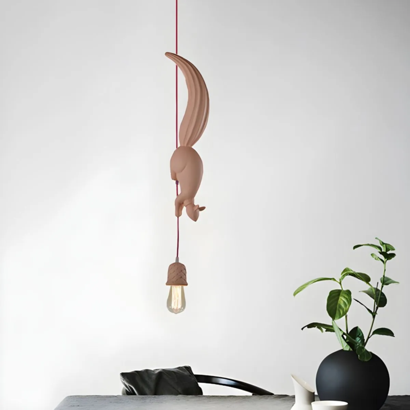 Creative Squirrel Resin Ceiling Pendant Lamp White