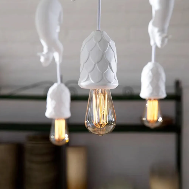 Creative Squirrel Resin Ceiling Pendant Lamp White