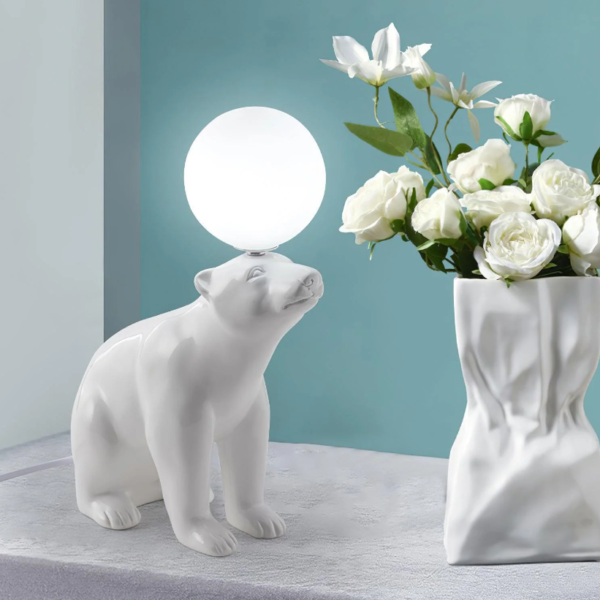Resin Glass White Animal Bear Wall Lamp Decorate