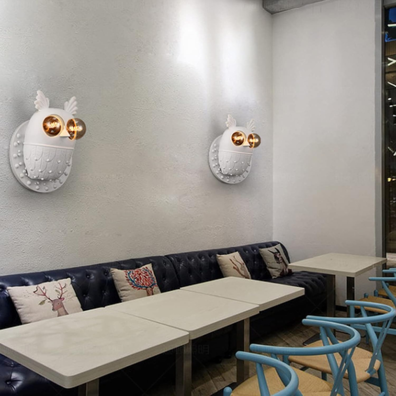Creative LED Wall Sconce Resin Owl Wall Lamp Room Decor
