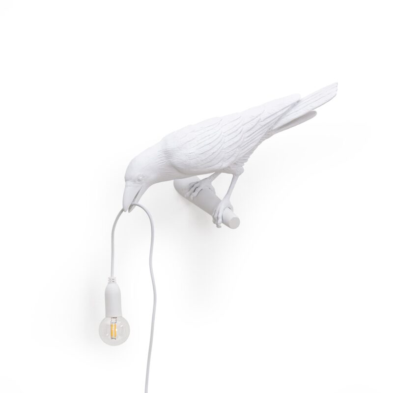Resin “LOOKING LEFT” WHITE Indoor Bird Light Wall Lamp
