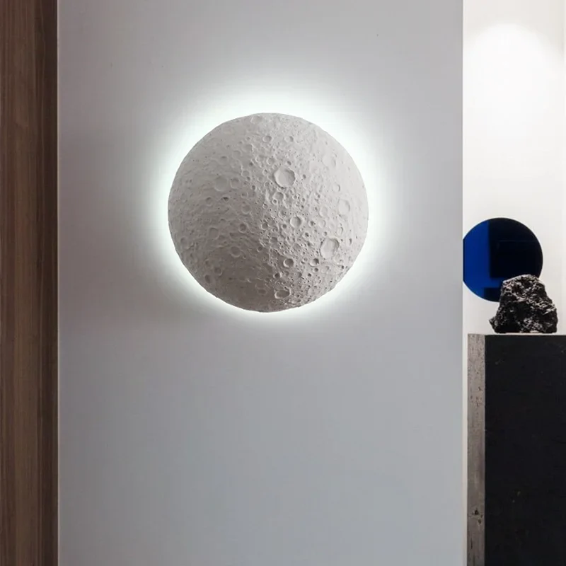 Minimalist Composite Cement Moon Wall Lamp D300