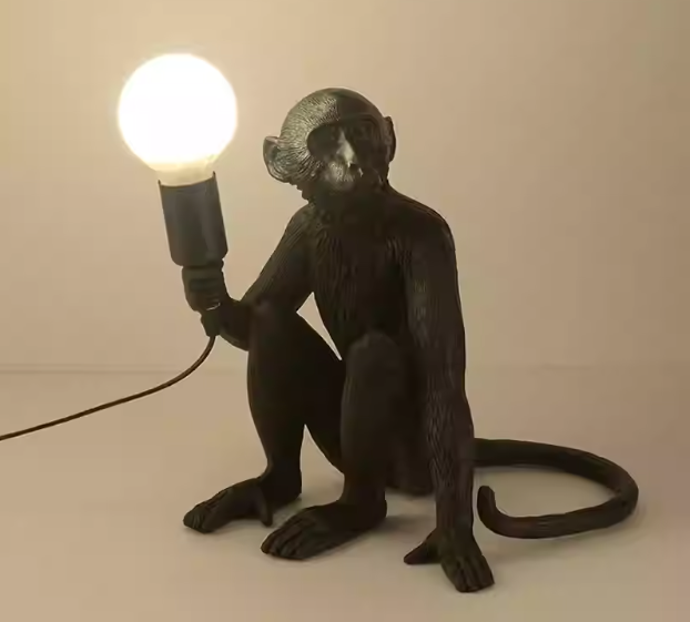 Fiberglass Fiber Sitting Monkey Pendant Lamp White