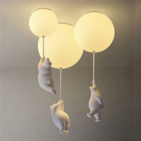 Resin Acrylic Little Flying Bear Ceiling Lamp White