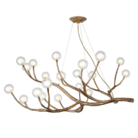 Resin Wrought Iron Glass Branch Pendant Lamp