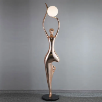 Creative Sculpture Fiberglass Upright Ballet Girl Floor Lamp E27