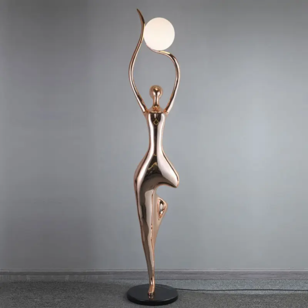 Creative Sculpture Fiberglass Upright Ballet Girl Floor Lamp E27