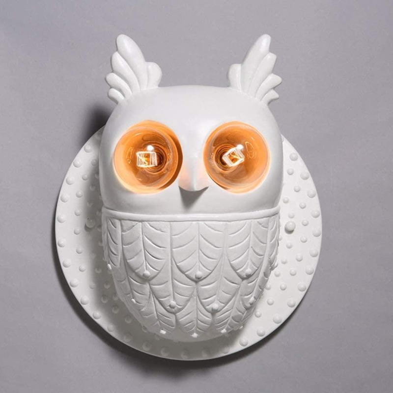 Creative LED Wall Sconce Resin Owl Wall Lamp Room Decor