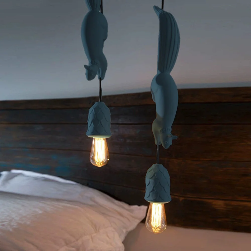 Creative Squirrel Resin Ceiling Pendant Lamp White