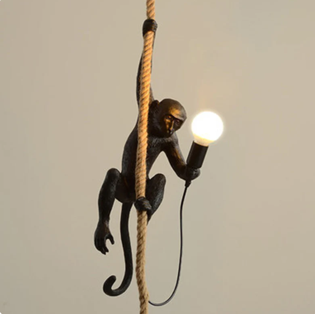 Art Deco Monkey Hanging Lamp Fiberglass Fiber 1-Light Pendnant Lamp