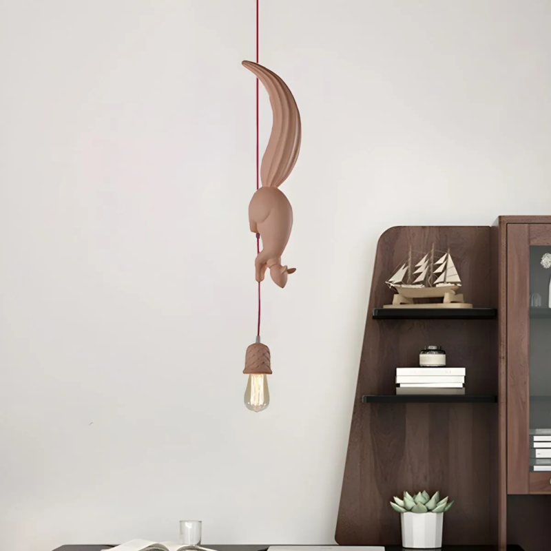 Creative Squirrel Resin Ceiling Pendant Lamp White