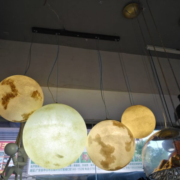 Minimalist White Fiberglass Moon Pendant Lamp