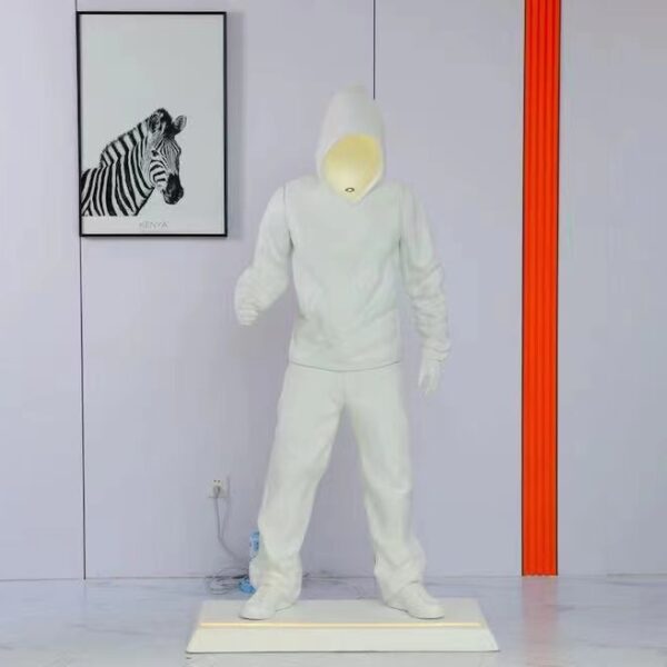 Fiberglass White Hhoodie Men's Floor Lamp