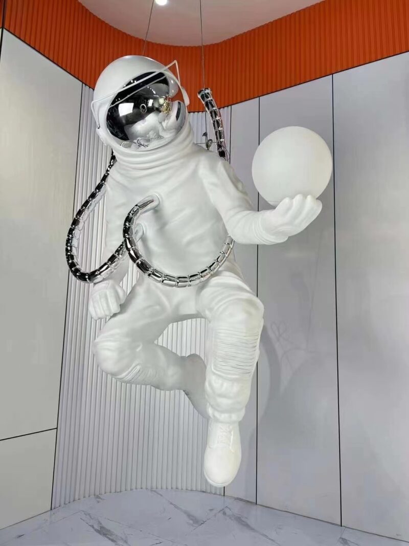 Fiberglass white ball lifting astronaut Pendant Lamp