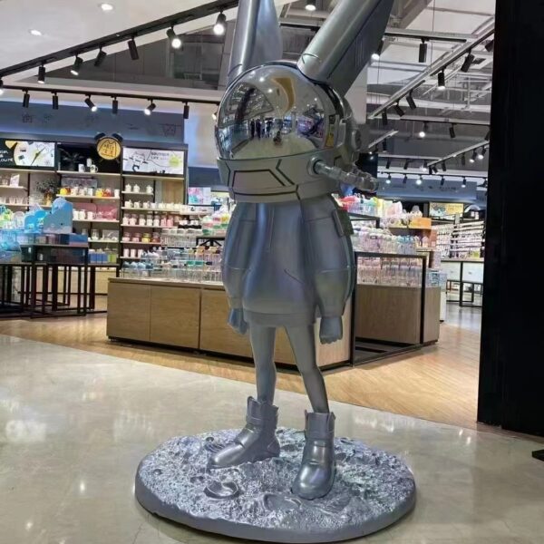 Creative Feature Fiberglass Silver Moonlight Rabbit Floor Lamp
