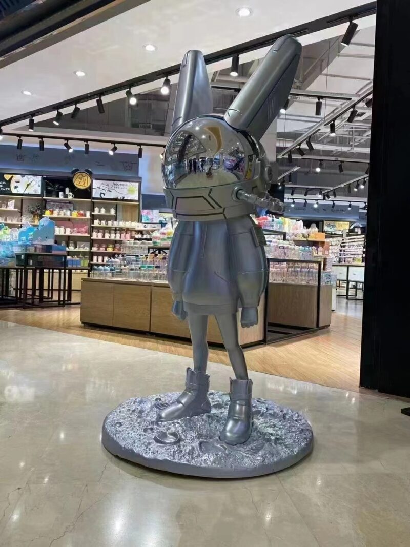 Creative Feature Fiberglass Silver Moonlight Rabbit Floor Lamp