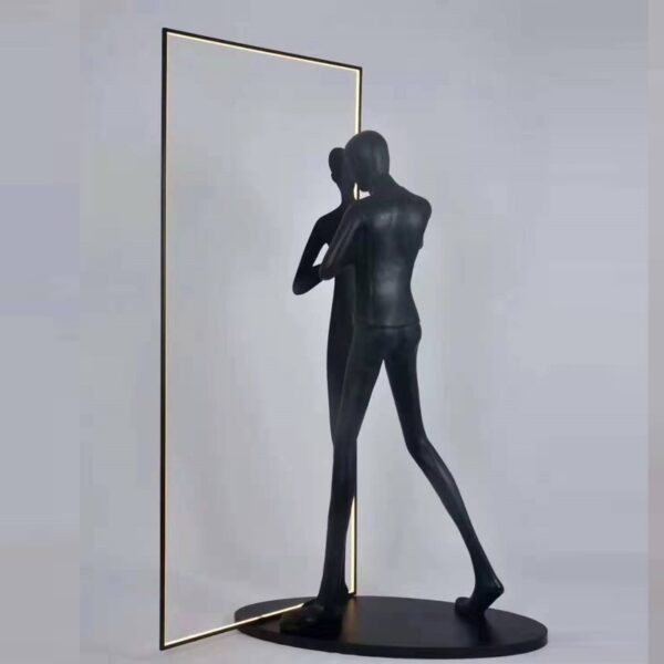 Art Sculpture Decoration Fiberglass Handheld Mirror Frame Floor Lamp