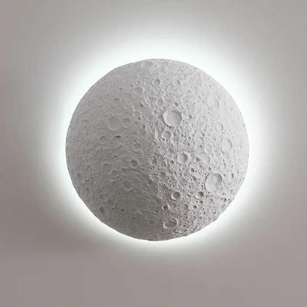 Minimalist Composite Cement Moon Wall Lamp D300