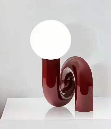 Resin Glass Jujube Red Luxury Twisted-S Table Lamp