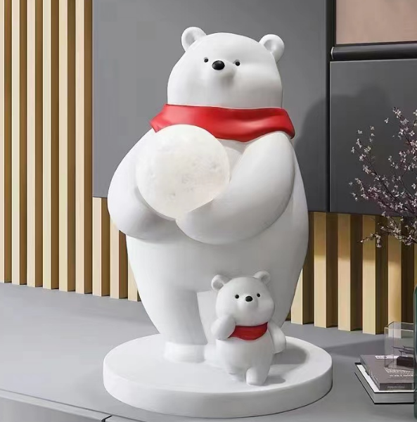 Creative Fiberglass Animal Polar Bear Floor Lamp