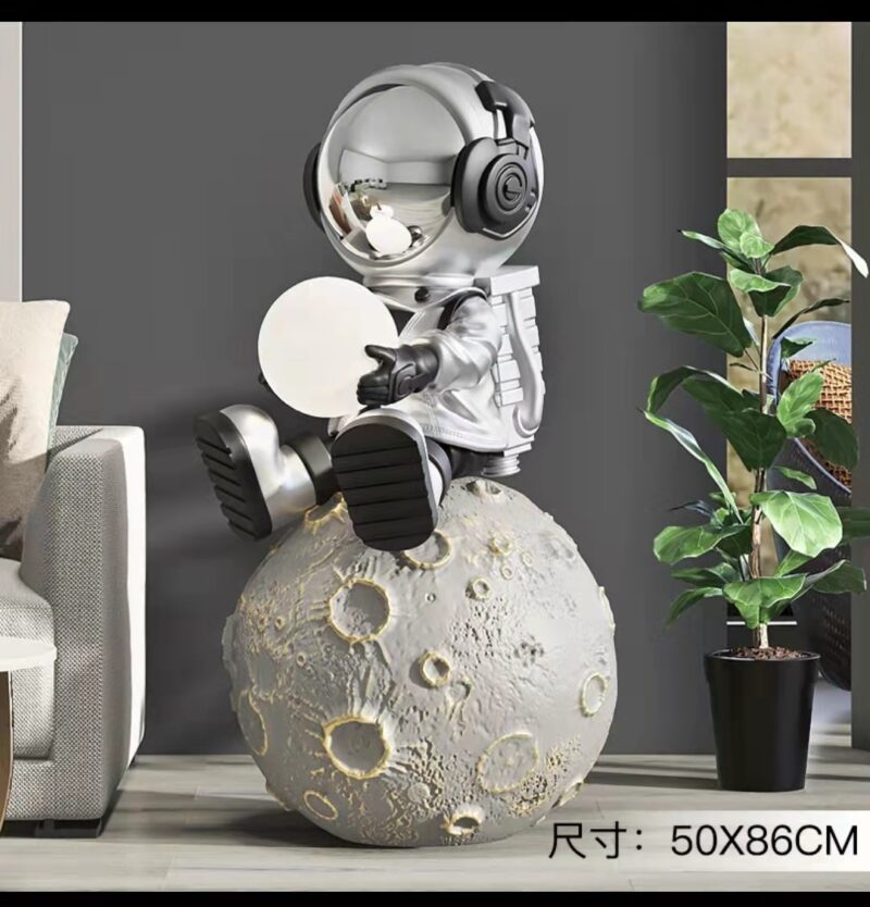 Modern Fiberglass Spherical Astronaut Ornament Floor Lamp