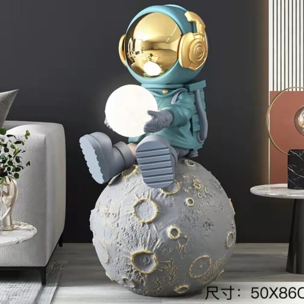 Modern Fiberglass Spherical Astronaut Ornament Floor Lamp