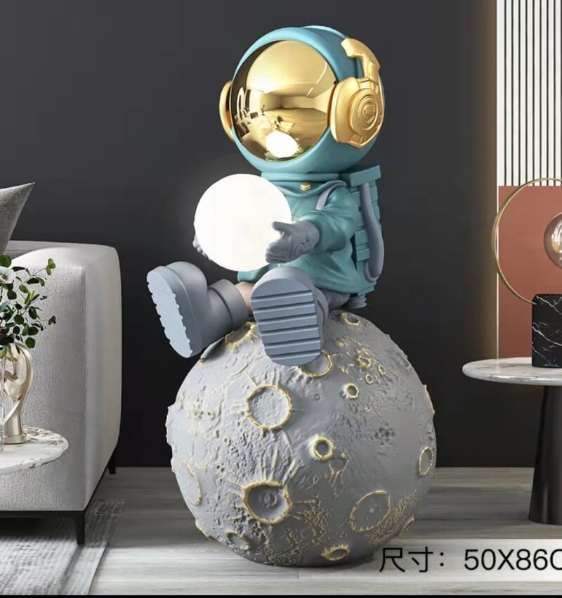 Modern Fiberglass Spherical Astronaut Ornament Floor Lamp
