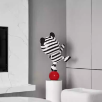 Creative Animal Zebra Bear Fiberglass Sculpture Ornament