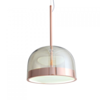 Minimalist Hanging Light Smoke Grey Rose Gold Cognac Glass Aluminium Equatore Large Pendant Lamp