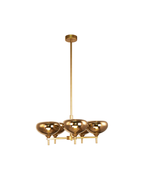 Modern n/a Chandelier Glass Carbon Steel 5-Lights Smoke Grey Pendant Lamp