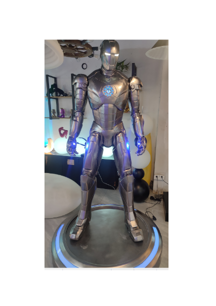 Hero Character Fiberglass Silver Iron Man Floor Lamp Ornament