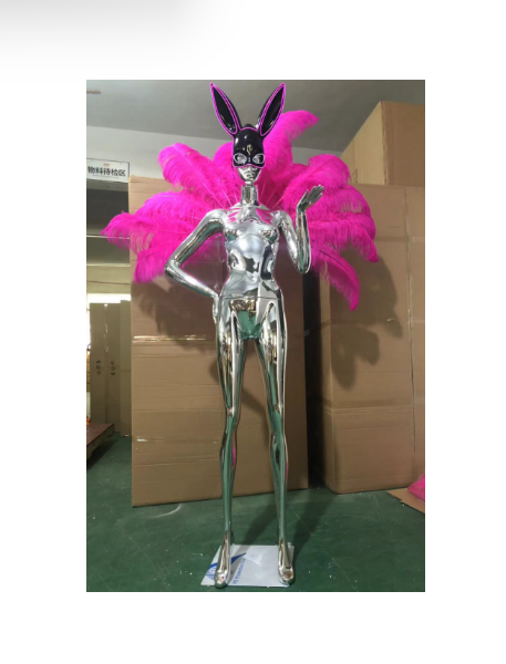 Unique Fiberglass Electroplated Bunny Girl Floor Lamp